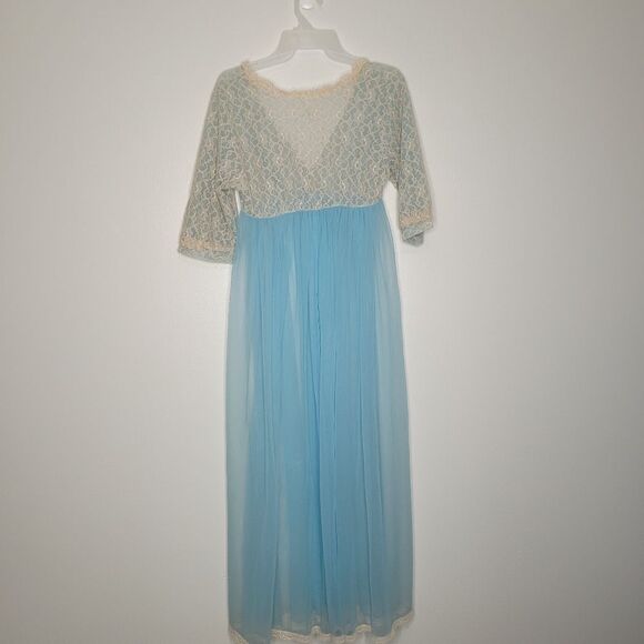 Cottagecore Lace Organza Maxi Gown Robe Cardigan Cover Ethereal Vintage Medium - Picture 2 of 7